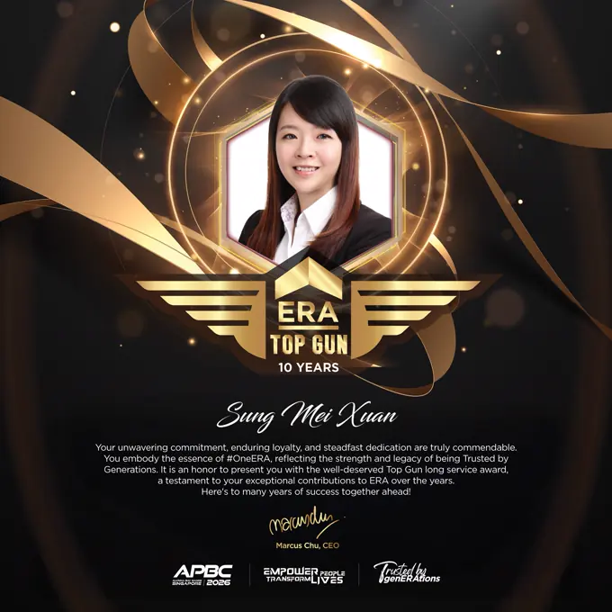 ERA Top Gun 10 Years long service award presented to Sung Mei Xuan, APBC 2026.